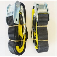 TIE DOWN 25mm CAM BUCKLE SOFT HOOK WITH CARIBINER & S HOOK BLK/YELLOW