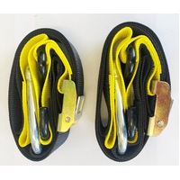 TIE DOWN 38mm CAM BUCKLE SOFT HOOK WITH CARIBINER & S HOOK BLK/YELLOW