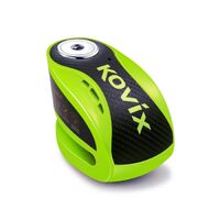 KOVIX ALARM DISC LOCK KNX10 FLURO GREEN WITH REMINDER CABLE & MOUNT