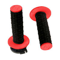 DEFY MX ENDURO LOCK ON GRIPS BK/RD DUAL COMPOUND WITH THROTTLE CAMS