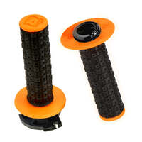 DEFY MX ENDURO LOCK ON GRIPS BK/OR DUAL COMPOUND WITH THROTTLE CAMS