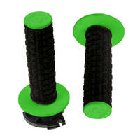 DEFY MX ENDURO LOCK ON GRIPS BK/GN DUAL COMPOUND WITH THROTTLE CAMS
